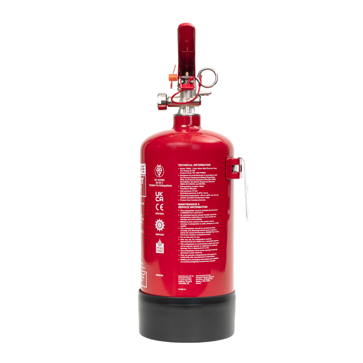 Firechief 2ltr PureSafe Watermist Extinguisher (FFWM2) - JEM Systems UK