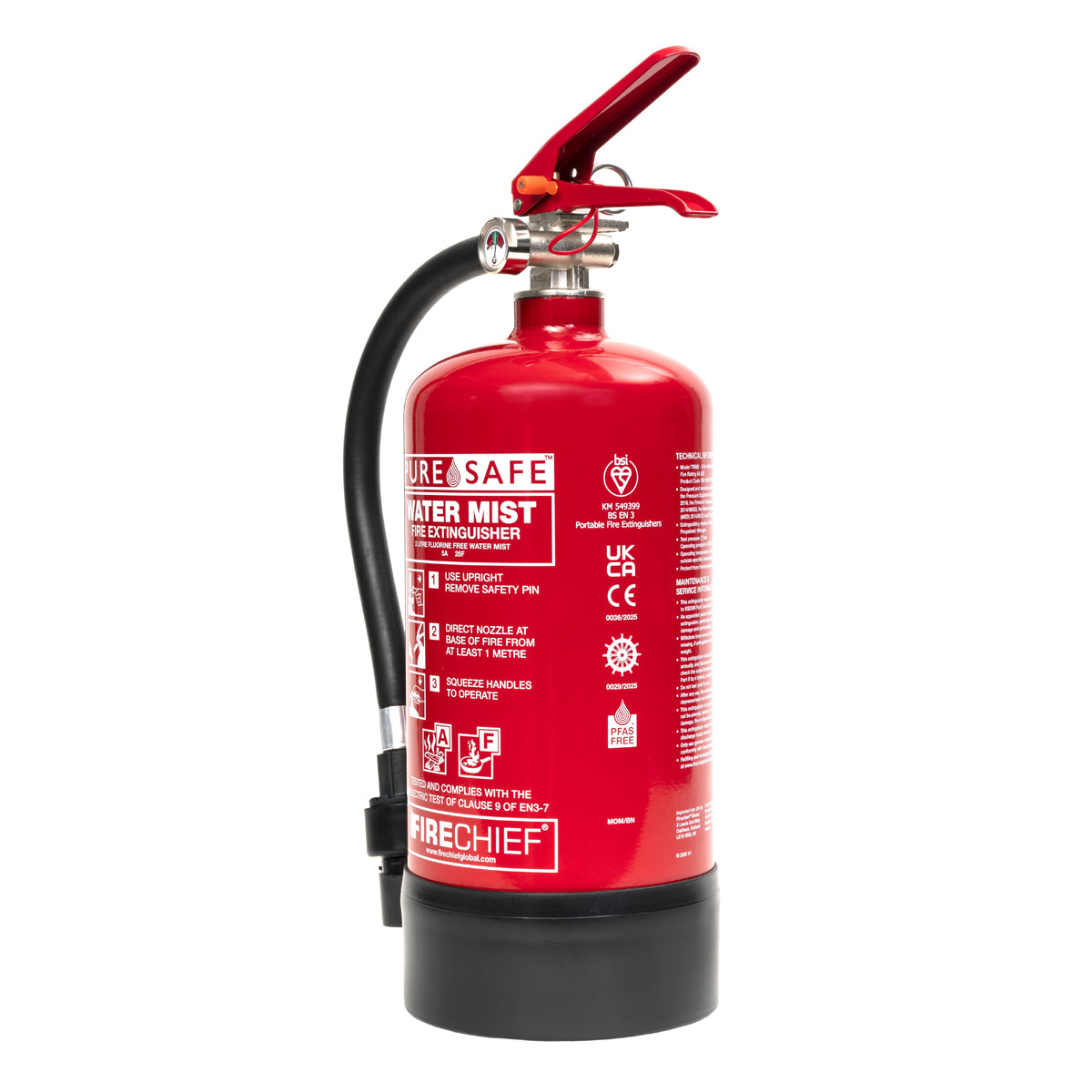 Firechief 2ltr PureSafe Watermist Extinguisher (FFWM2) - JEM Systems UK