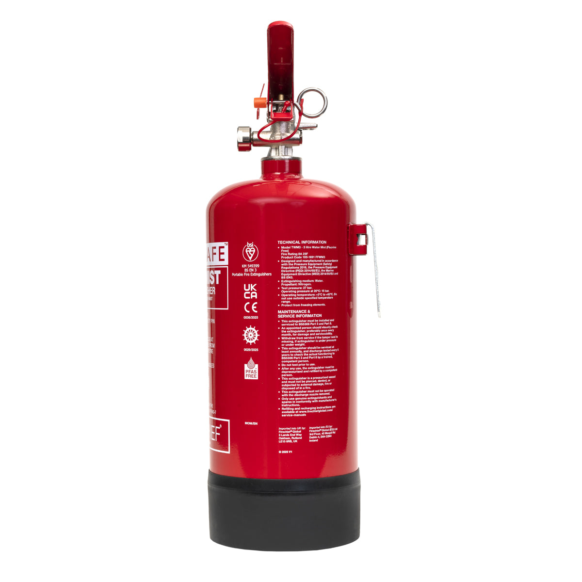 Firechief 3ltr PureSafe Watermist Extinguisher (FFWM3) - JEM Systems UK