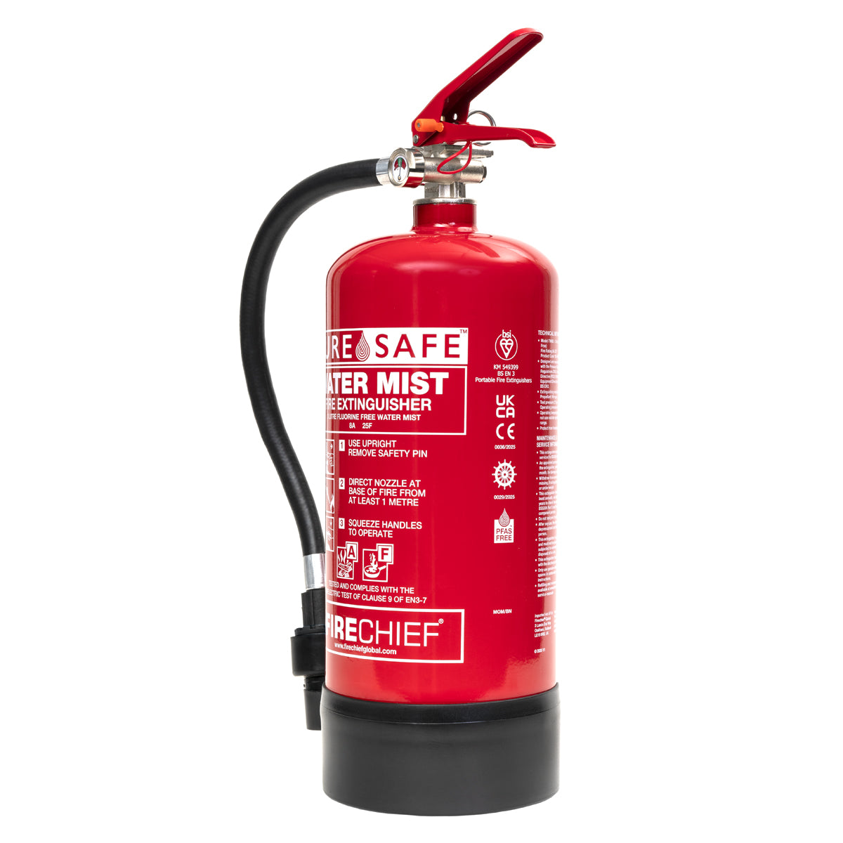 Firechief 3ltr PureSafe Watermist Extinguisher (FFWM3) - JEM Systems UK