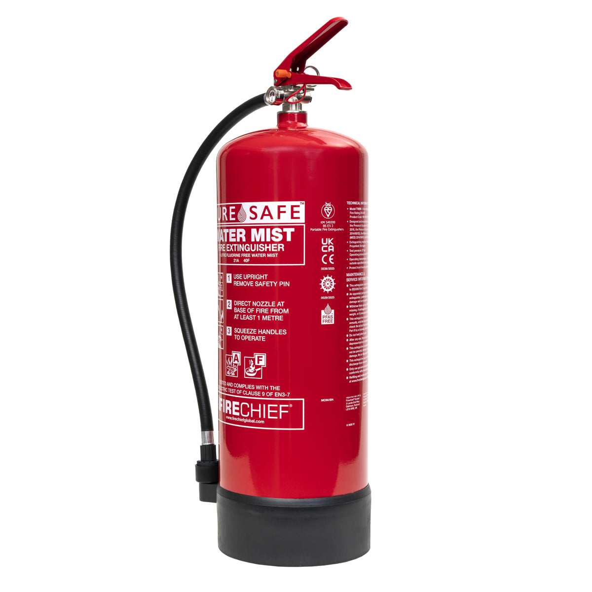 Firechief 9ltr PureSafe Watermist Extinguisher (FFWM9) - JEM Systems UK