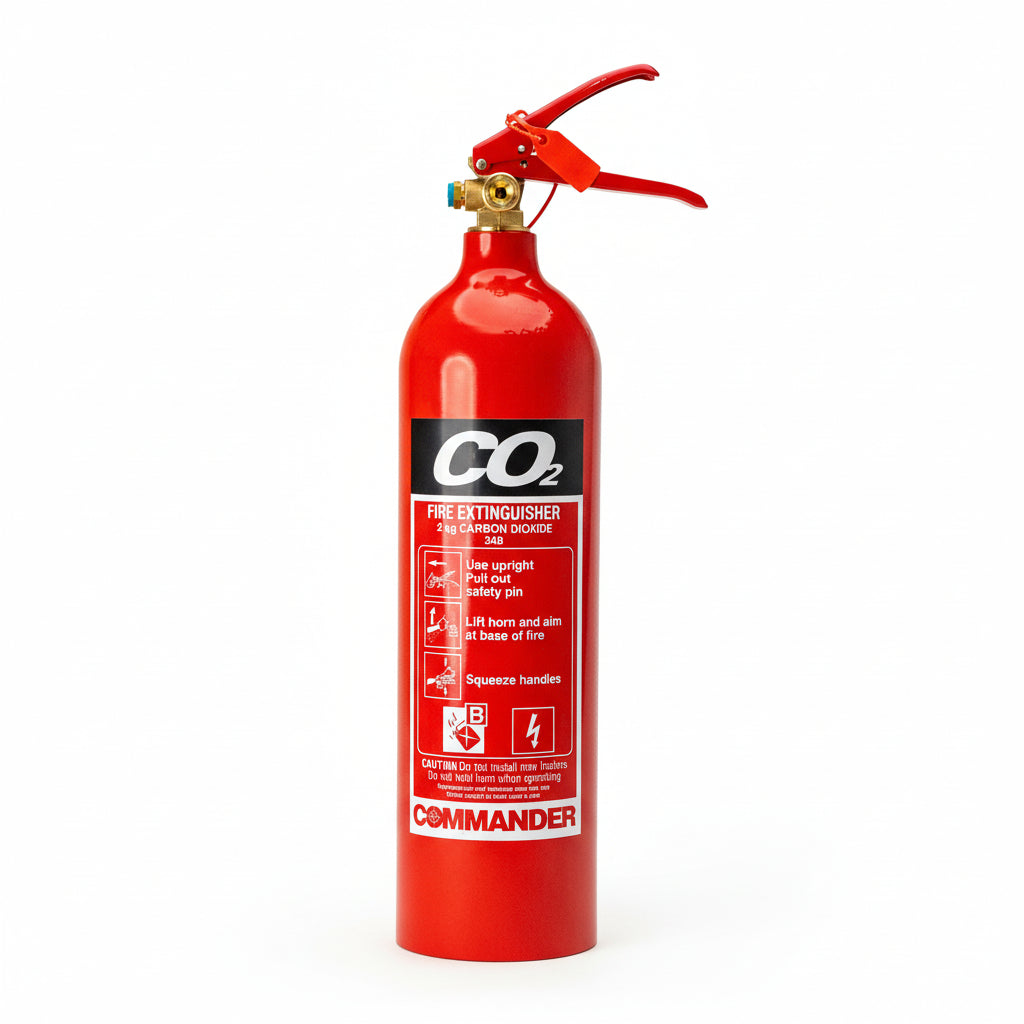 CheckFire 2kg CO2 Fire Extinguisher Commander Squat Renovate (REN2-SQUAT) - JEM Systems UK