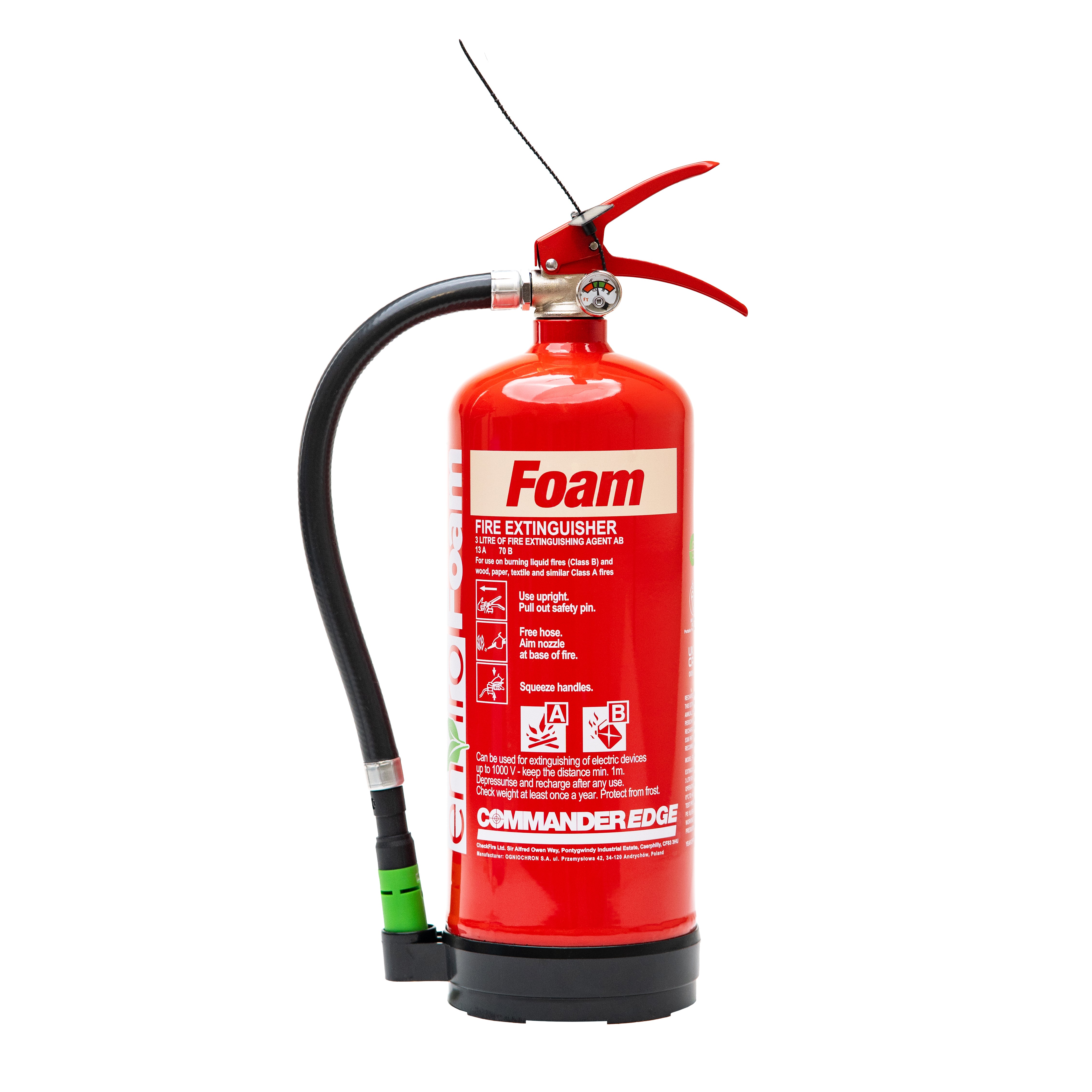 CheckFire FX-FFF-003-CCF 3ltr enviroFoam Fluorine Free Foam Fire Extinguisher CommanderEDGE - JEM Systems UK