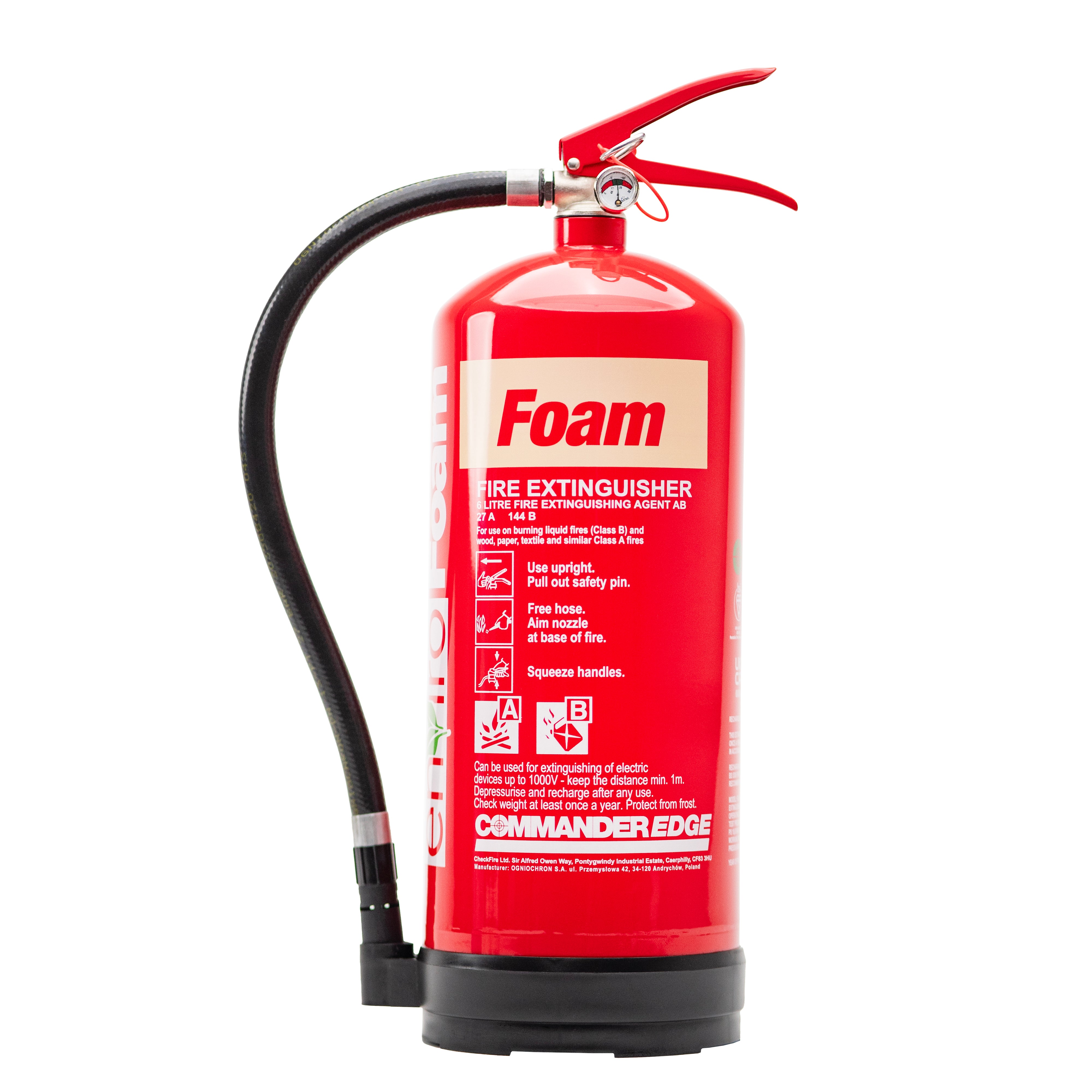CheckFire FX-FFF-006-CCF 6ltr enviroFoam Fluorine Free Foam Fire Extinguisher CommanderEDGE - JEM Systems UK