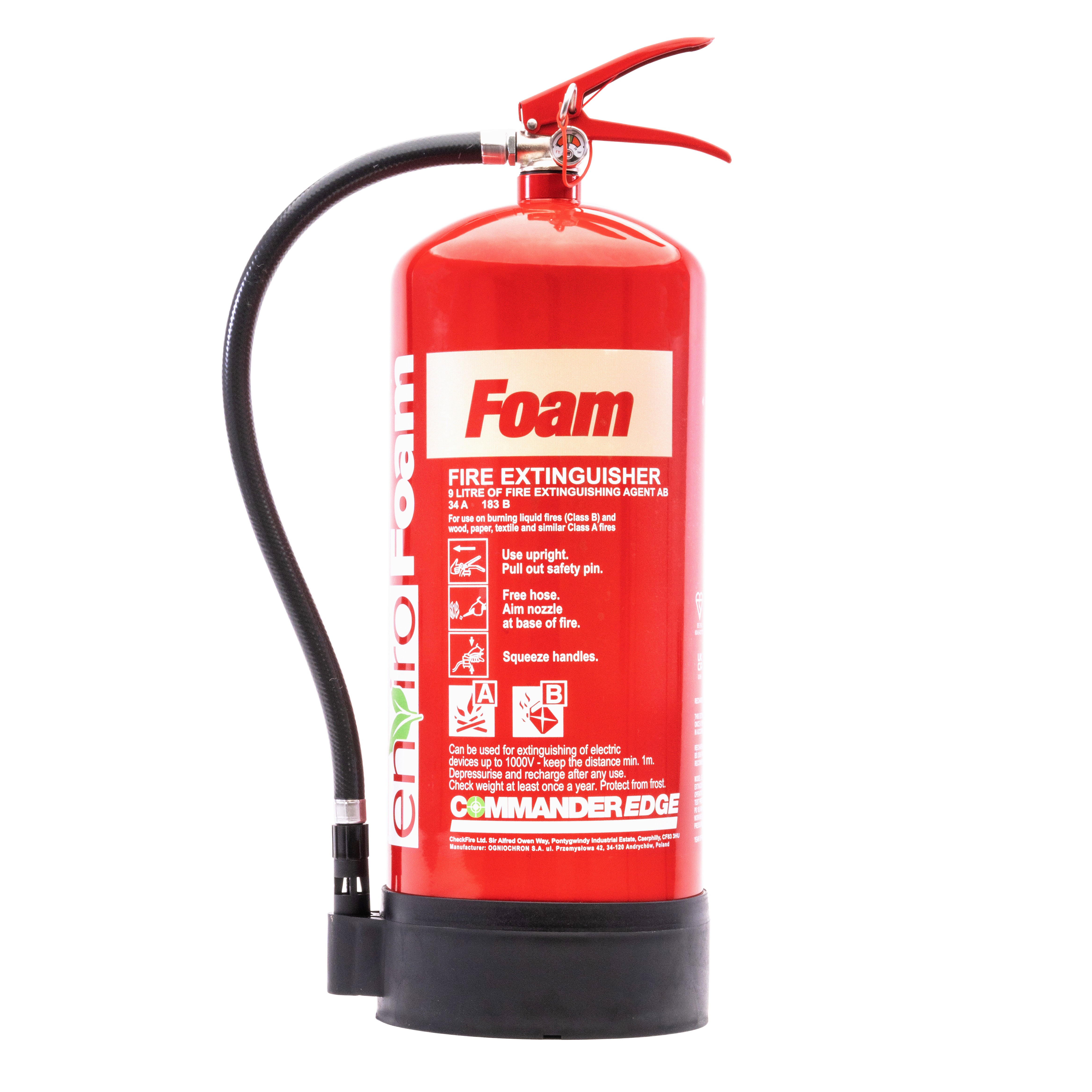 CheckFire FX-FFF-009-CCF 9ltr enviroFoam Fluorine Free Foam Fire Extinguisher CommanderEDGE - JEM Systems UK
