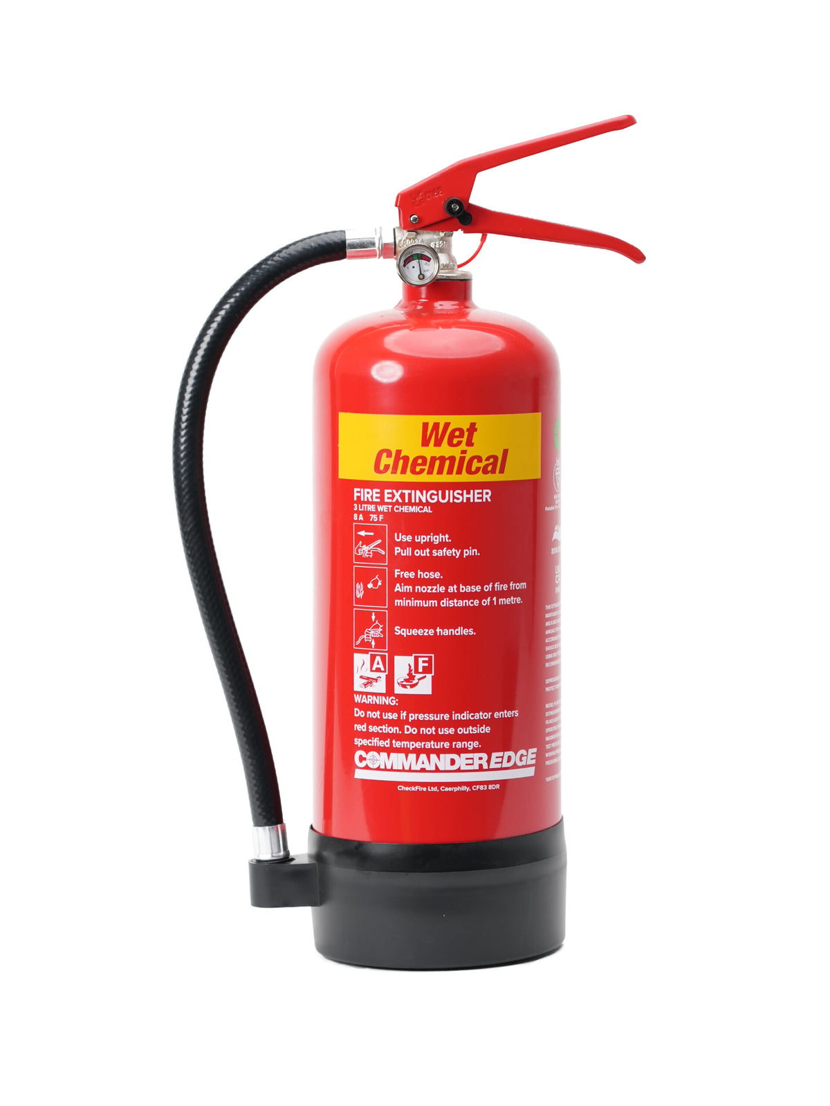 CheckFire FX-WCH-003-FCF 3-litre PFAS-free wet chemical fire extinguisher from CheckFire's CommanderEDGE range