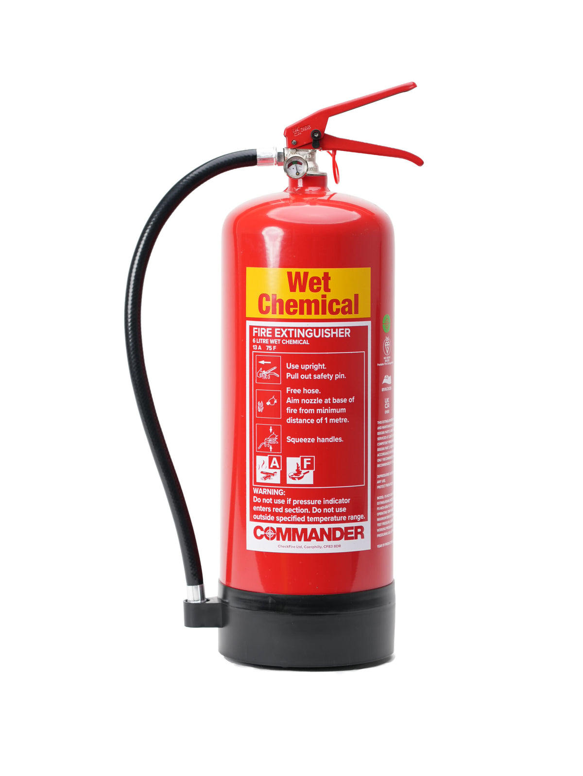 CheckFire FX-WCH-006-FCF 6ltr Wet Chemical Fire Extinguisher - Commander Branded