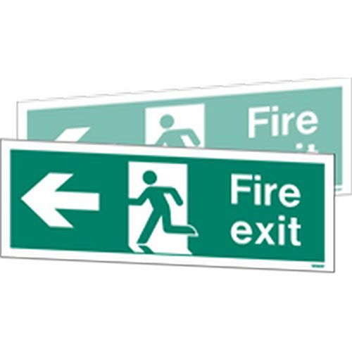 Firechief Double-Sided Fire Exit Sign To Right Or Left (W430DST)