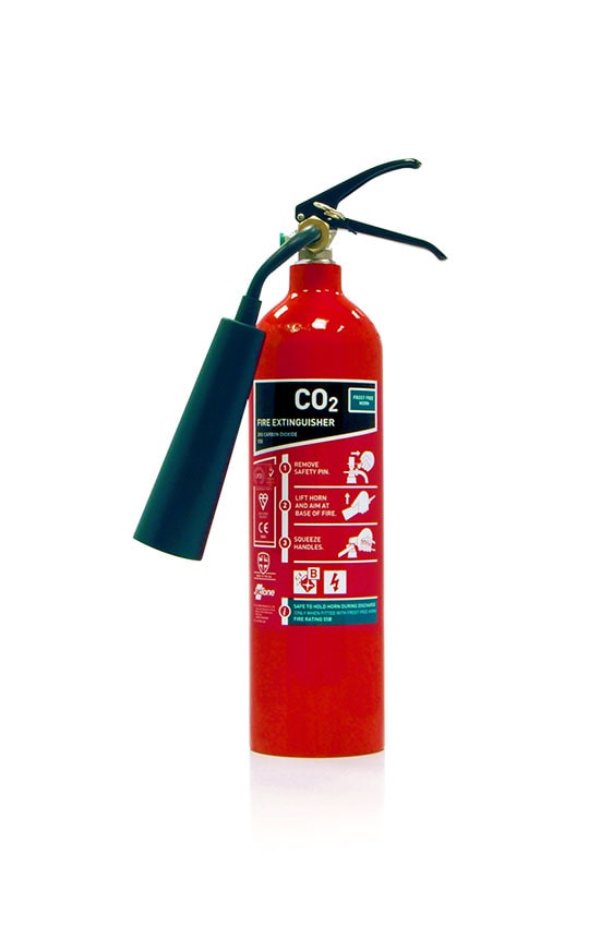 Jactone 2kg Stored Pressure CO2 with Frost Free Horn Fire Extinguisher - Aluminium Cylinder - (55BEC2F)