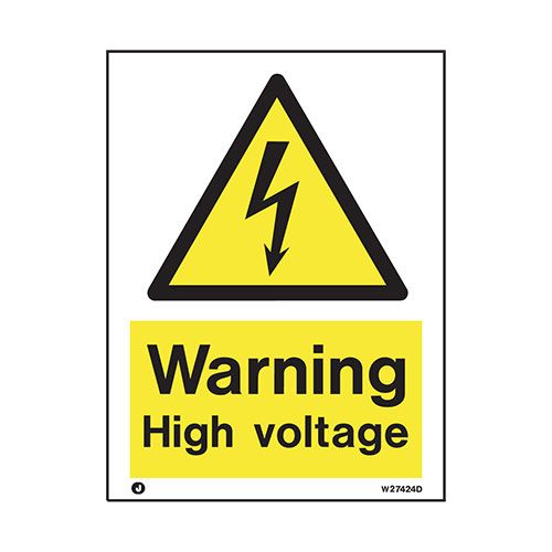 Firechief Sign HIGH VOLTAGE White (W7424D)