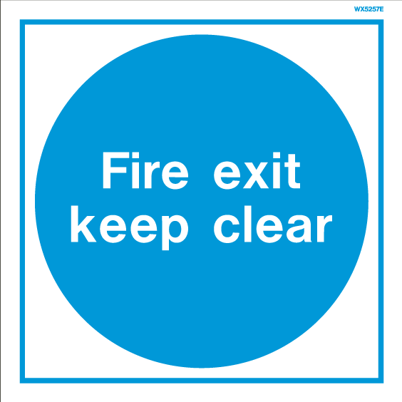 Firechief Sign FIRE EXIT KEEP CLEAR White c/w Exterior Coating (WX5257E)