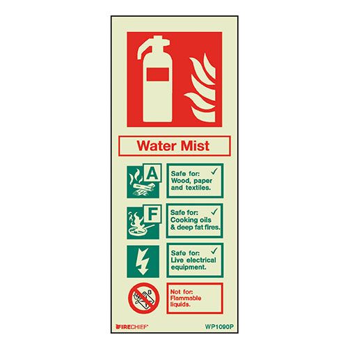 Firechief Sign WATER MIST Photolum (WP1090P)