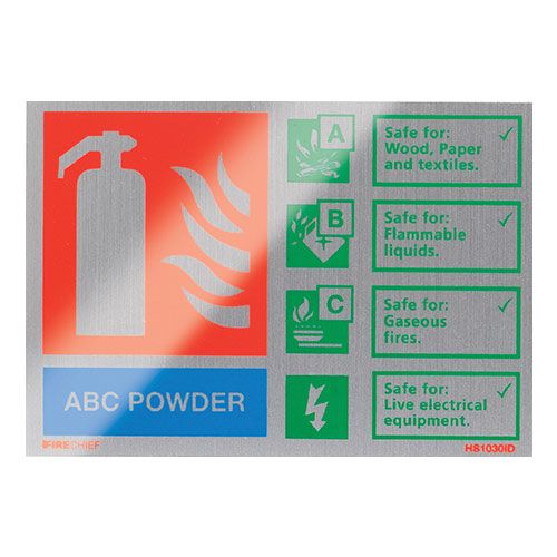 Firechief Sign ABC Powder, Brushed Aluminium (HS1030ID)
