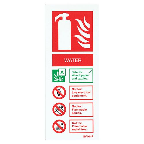 Firechief Sign Water, White Self-Adhesive - Pack of 10 (SV101P) - JEM Systems UK