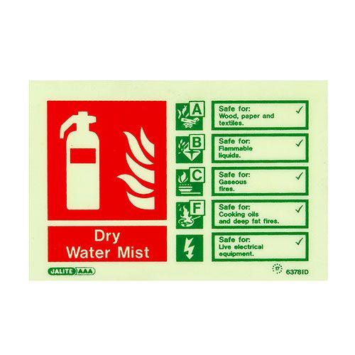 Firechief Dry Water Mist Sign Photolum (6378ID)