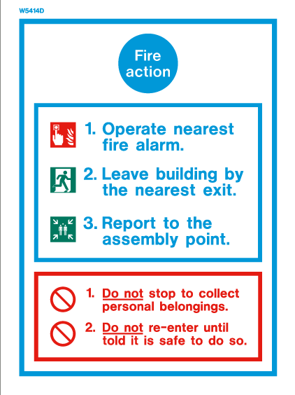 Firechief Sign FIRE ACTION White (W5414D)