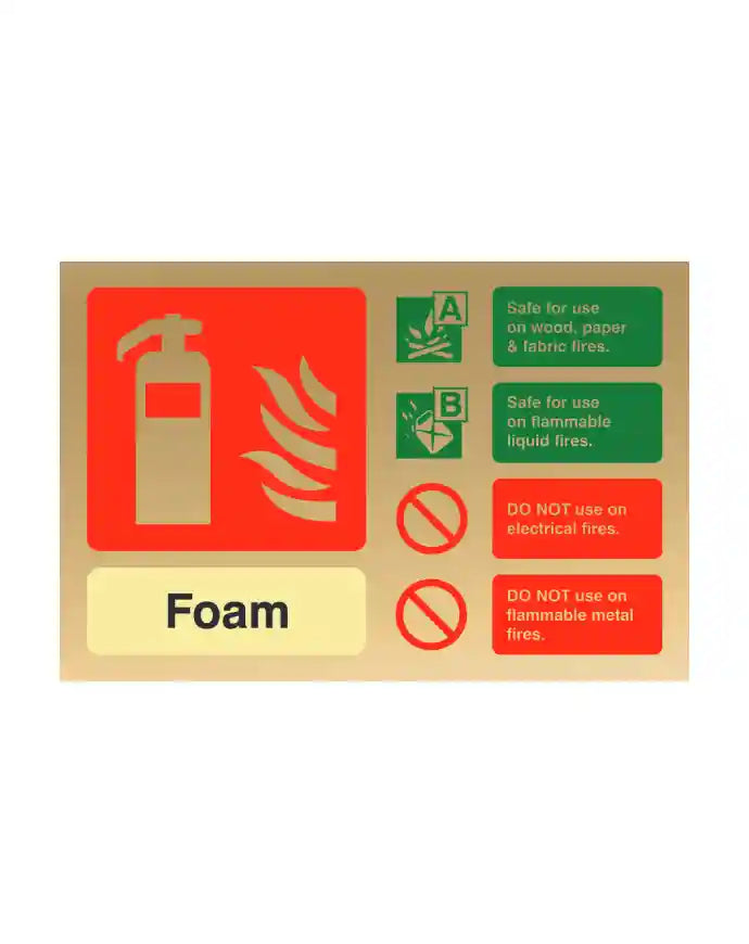 CheckFire 112PG Foam ID sign Polished Gold Landscape