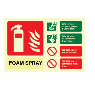 CheckFire SN-FS-158-PHL Foam Spray ID sign Photoluminescent Landscape - JEM Systems UK