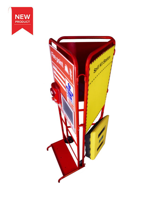 CheckFire BN-SD-006-WSA 3 Panel Construction Stand, with BN-SD-001-WSA, First Aid Cabinet + Contents, and Spill Kit Cabinet + Contents