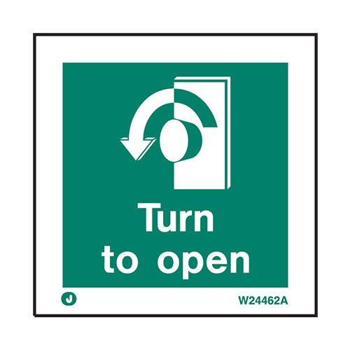 Firechief Sign TURN TO OPEN - LEFT White (W4462A)