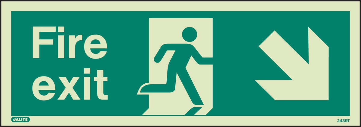 Firechief Sign EXIT DOWN RIGHT Photolum (448T/R)