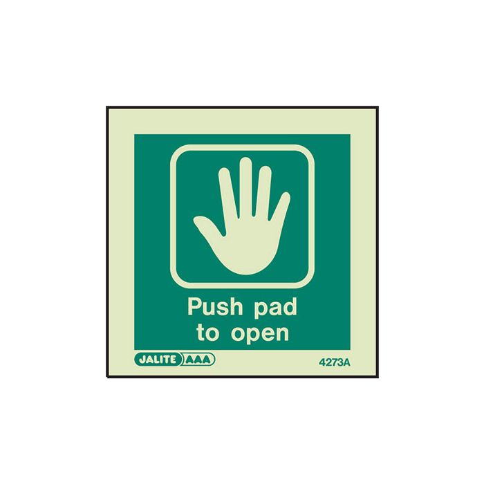 Firechief Sign PUSH PAD TO OPEN Photolum (4273A/R) - JEM Systems UK