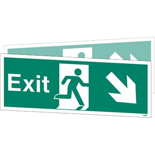 Firechief Double-Sided Exit Sign Down To Right Or Down To Left (W448DSK)
