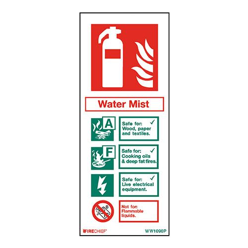 Firechief Sign WATER MIST White (WW1090P)