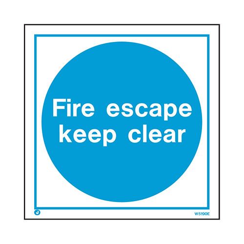 Firechief Fire Escape Keep Clear Sign. (W5190Q)
