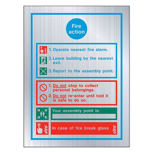 Firechief HS1050C Sign GENERAL FIRE ACTION, Brushed Aluminium