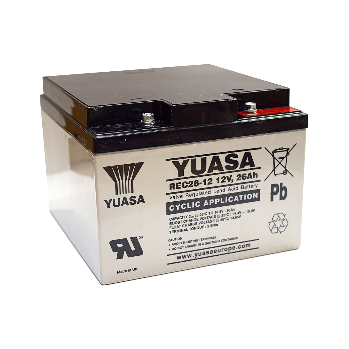 Yuasa REC26-12 12V 26Ah REC series cyclic AGM VRLA battery