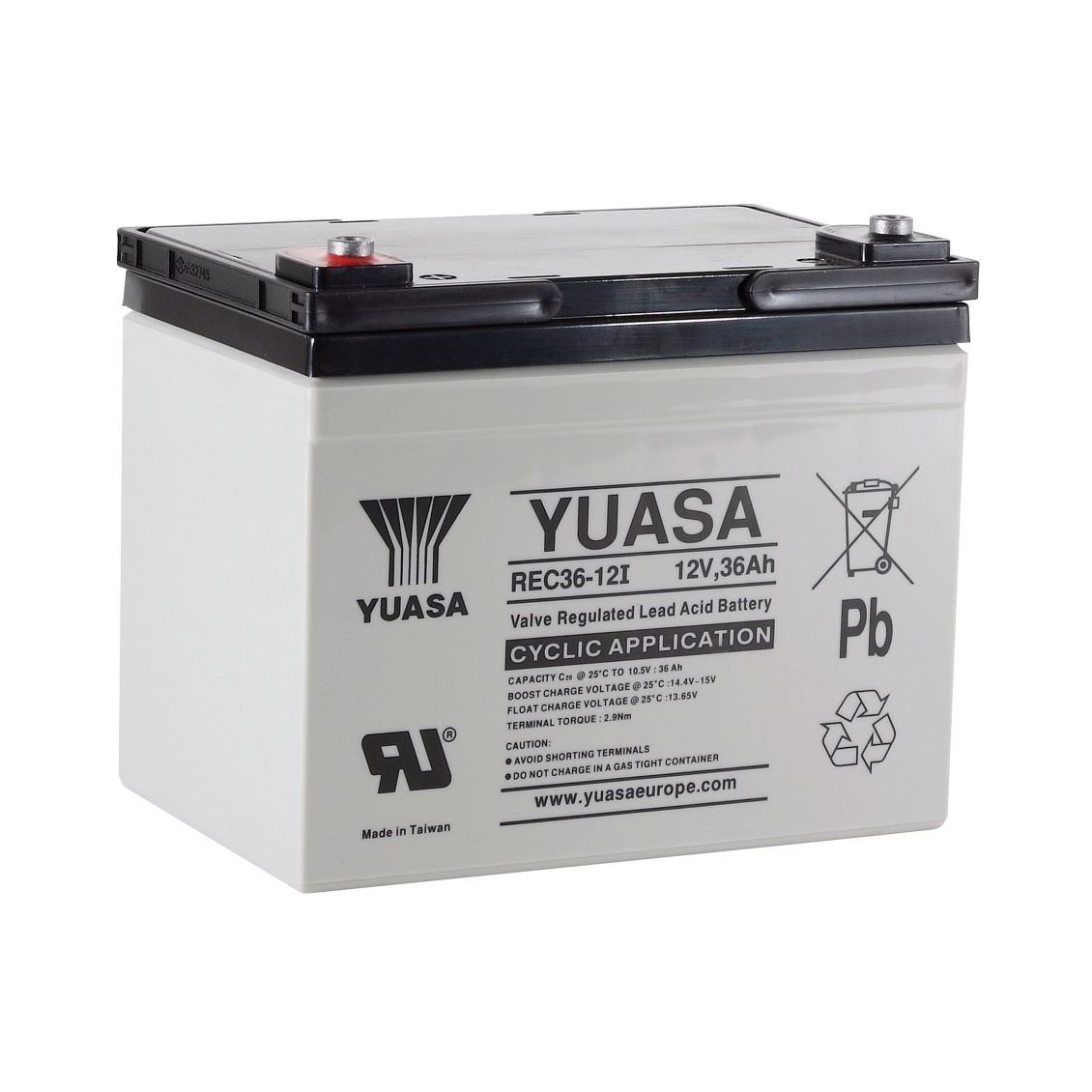 Yuasa REC36-12 12V 36Ah REC series cyclic AGM VRLA battery