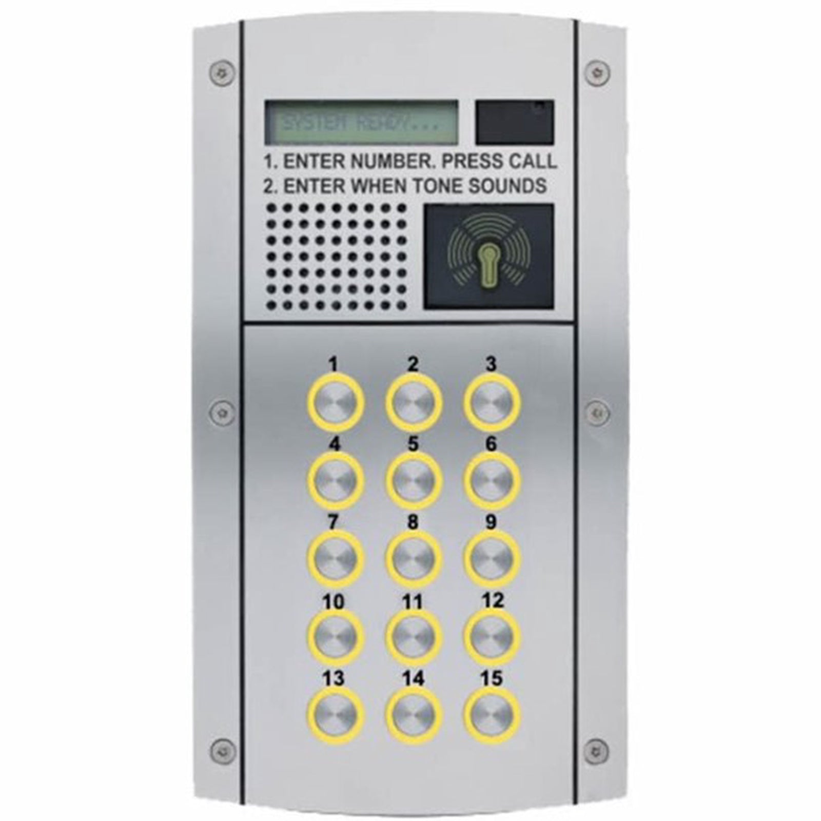 Comelit GDX 9 Button Compact Functional Entrance Panel Flush c/w Yellow Bezel