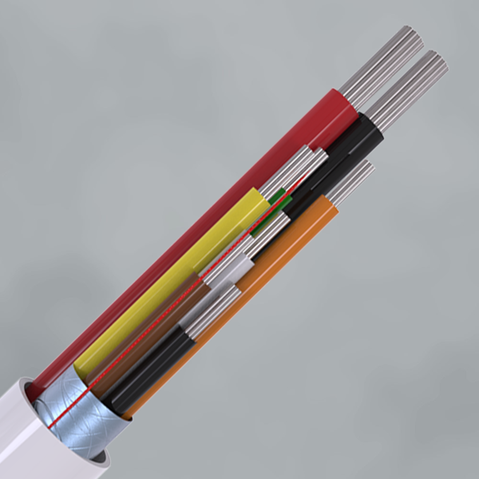 CQR 2 Power/6 Data Core Type 2 Eca PVC Power & Data Cable White 100m