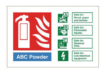Jewel PLP Powder Extinguisher ID Sign, Photoluminescent, Landscape, 100x150mm
