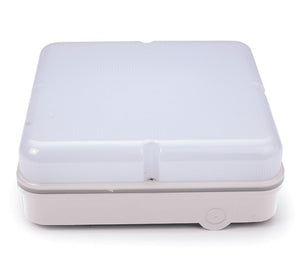 Hispec Adriatic 15W LED Square Bulkhead with Emergency Pack (White Base) (HSLED15SQ/WP/EP)
