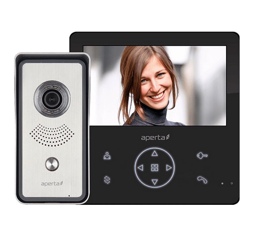 ESP Aperta Single Way Video Door Entry Kit with Record Facility (Black Monitor) (APKITGBLK) - JEM Systems UK