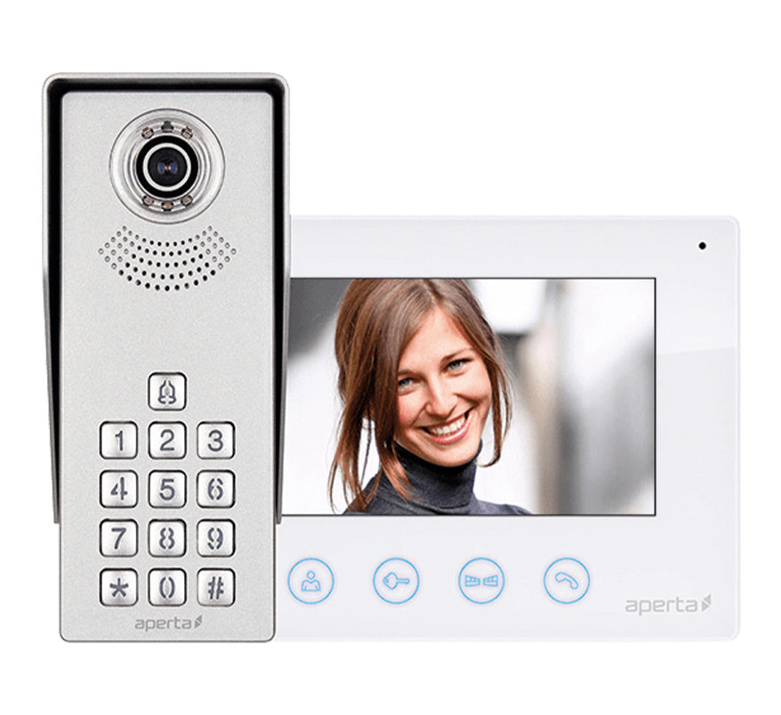 ESP Aperta Single Way Video Door Entry Kit with Keypad (White Monitor) (APKITKP) - JEM Systems UK
