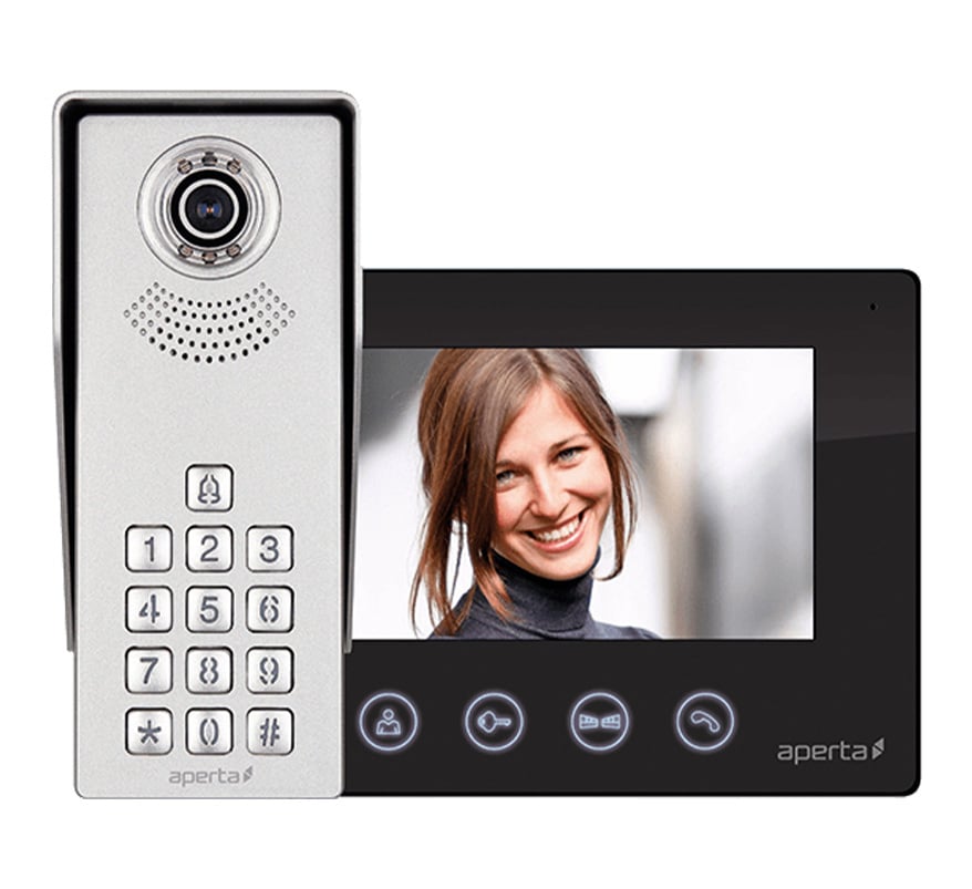 ESP Aperta Single Way Video Door Entry Kit with Keypad (Black Monitor) (APKITKPBLK) - JEM Systems UK