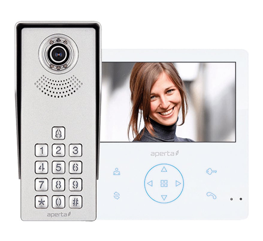 ESP Aperta Single Way Video Door Entry Kit with Keypad & Record Facility (White Monitor) (APKITKPG) - JEM Systems UK