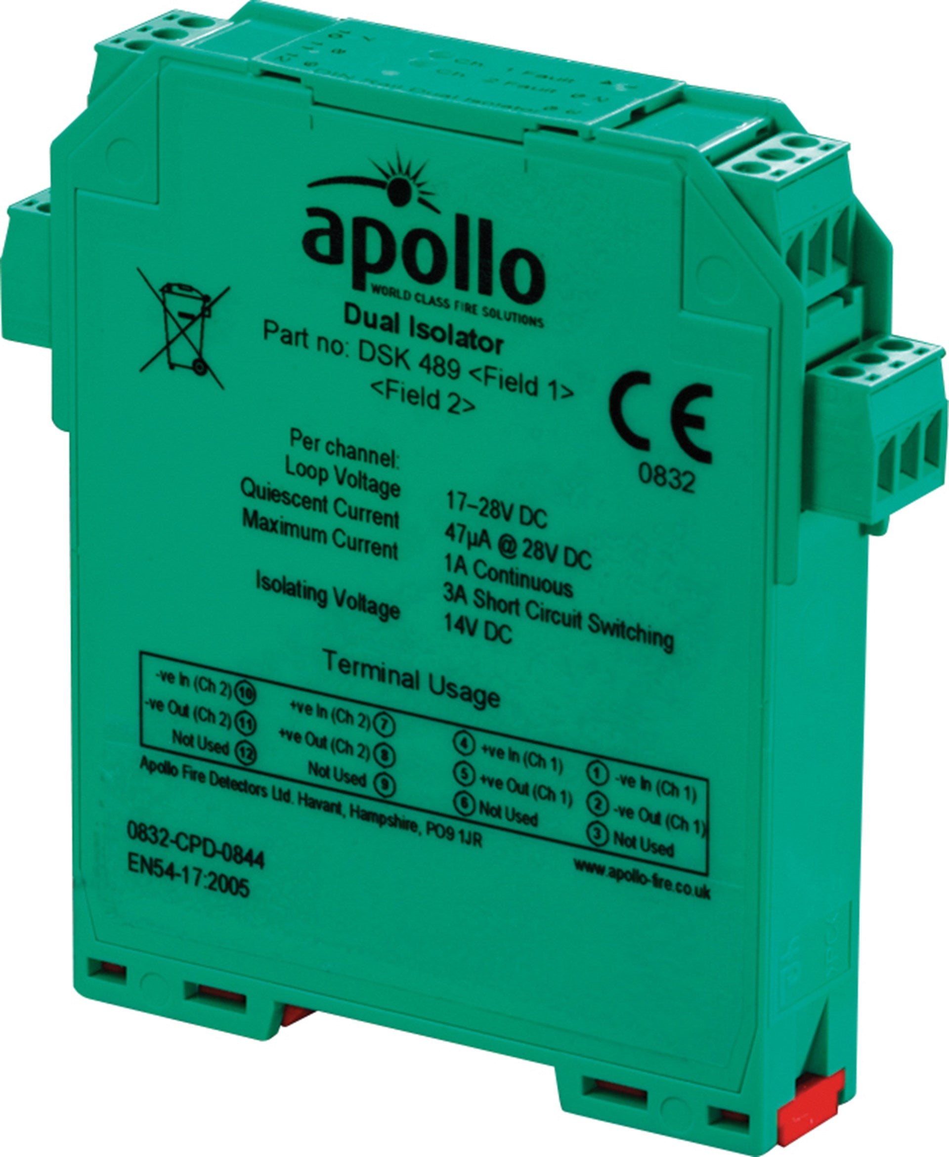 Apollo 55000-802APO XP95 DIN-Rail Isolator - Dual Channel - JEM Systems UK