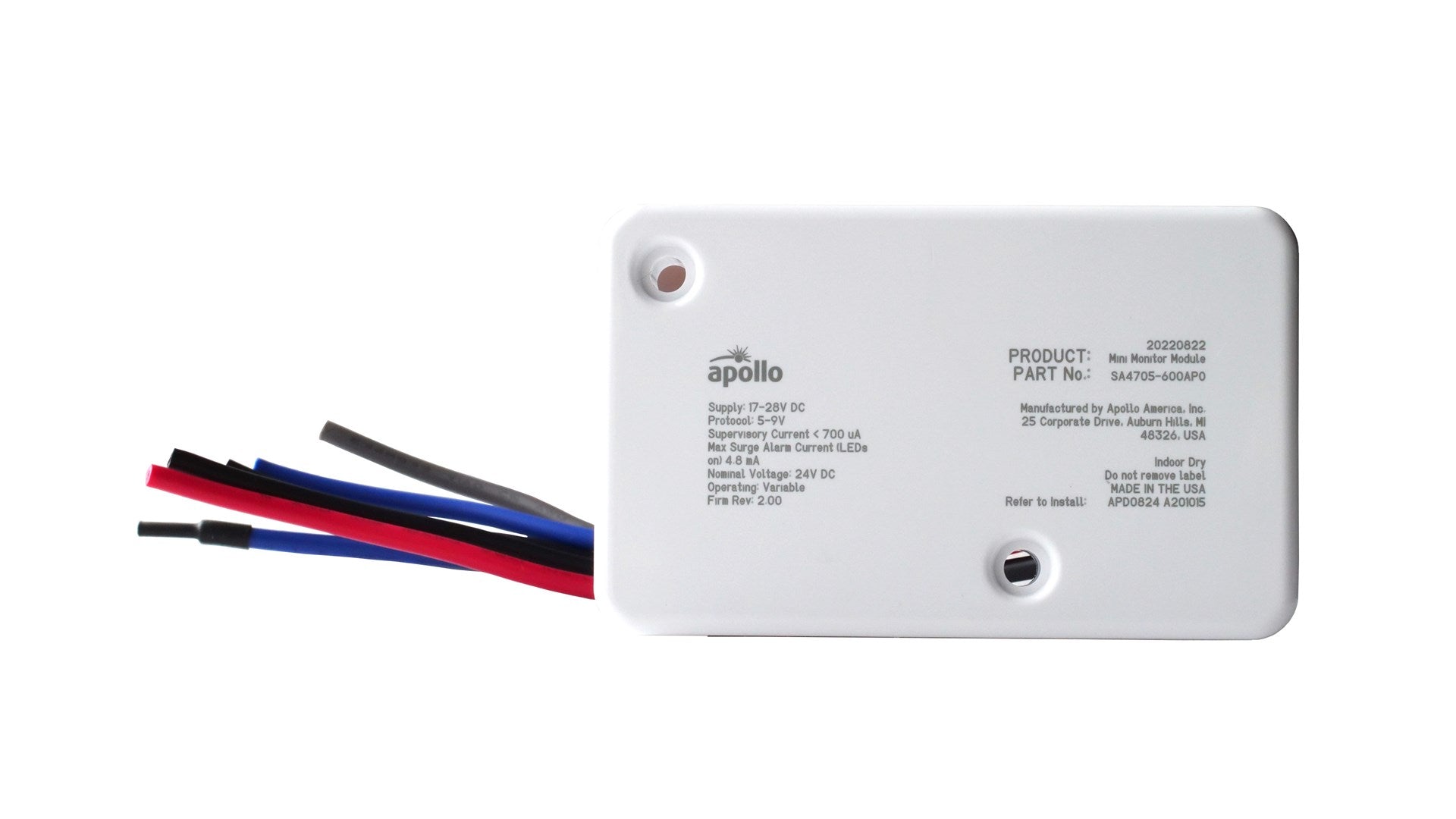 Apollo SA4705-600APO Soteria UL Mini Switch Monitor Module - JEM Systems UK