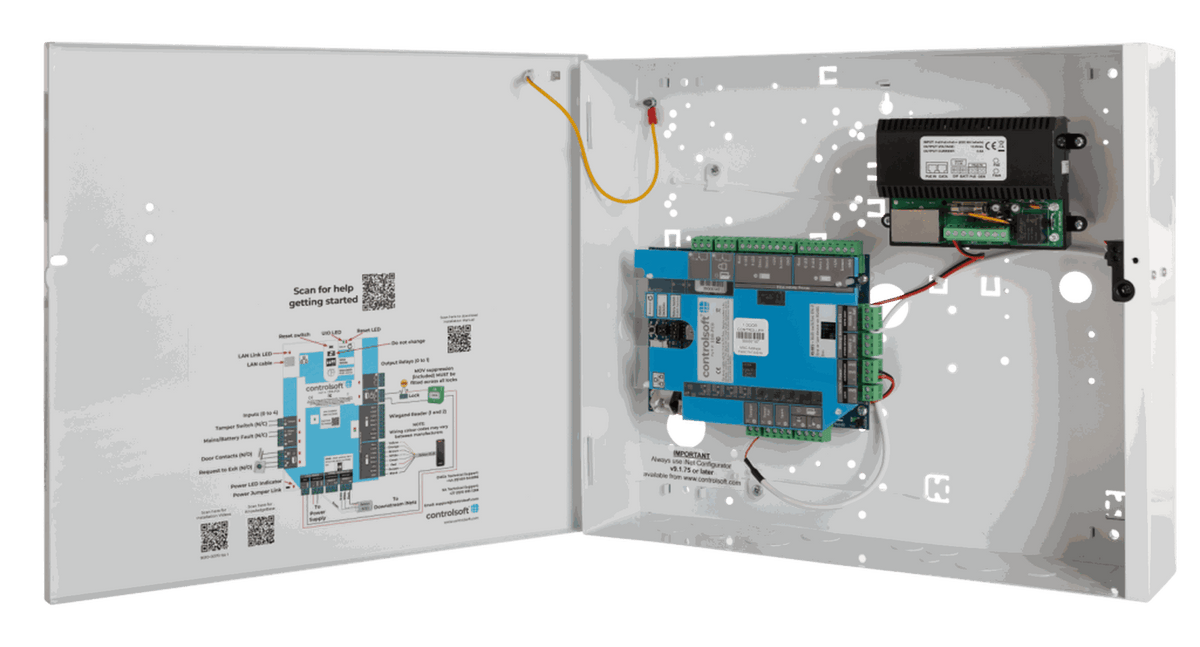 Controlsoft iNet 1 Door/2 Reader Boxed Control Unit with PoE PSU