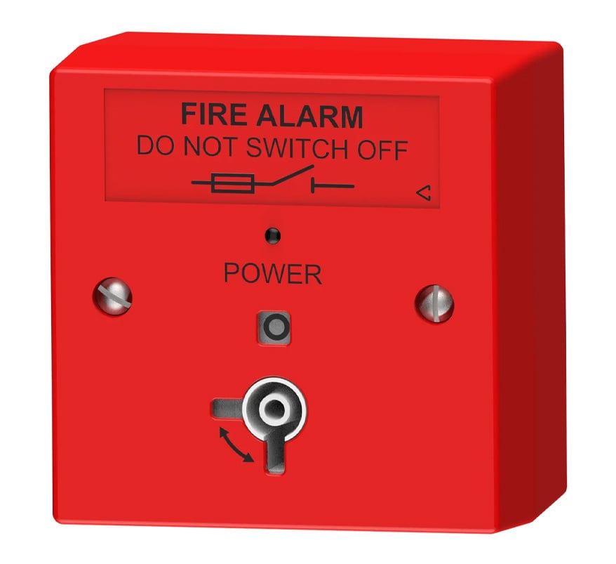 C-TEC Fire Alarm Mains Isolator Keyswitch with LED, Red, Surface Mount (BF326/RSL) - JEM Systems UK