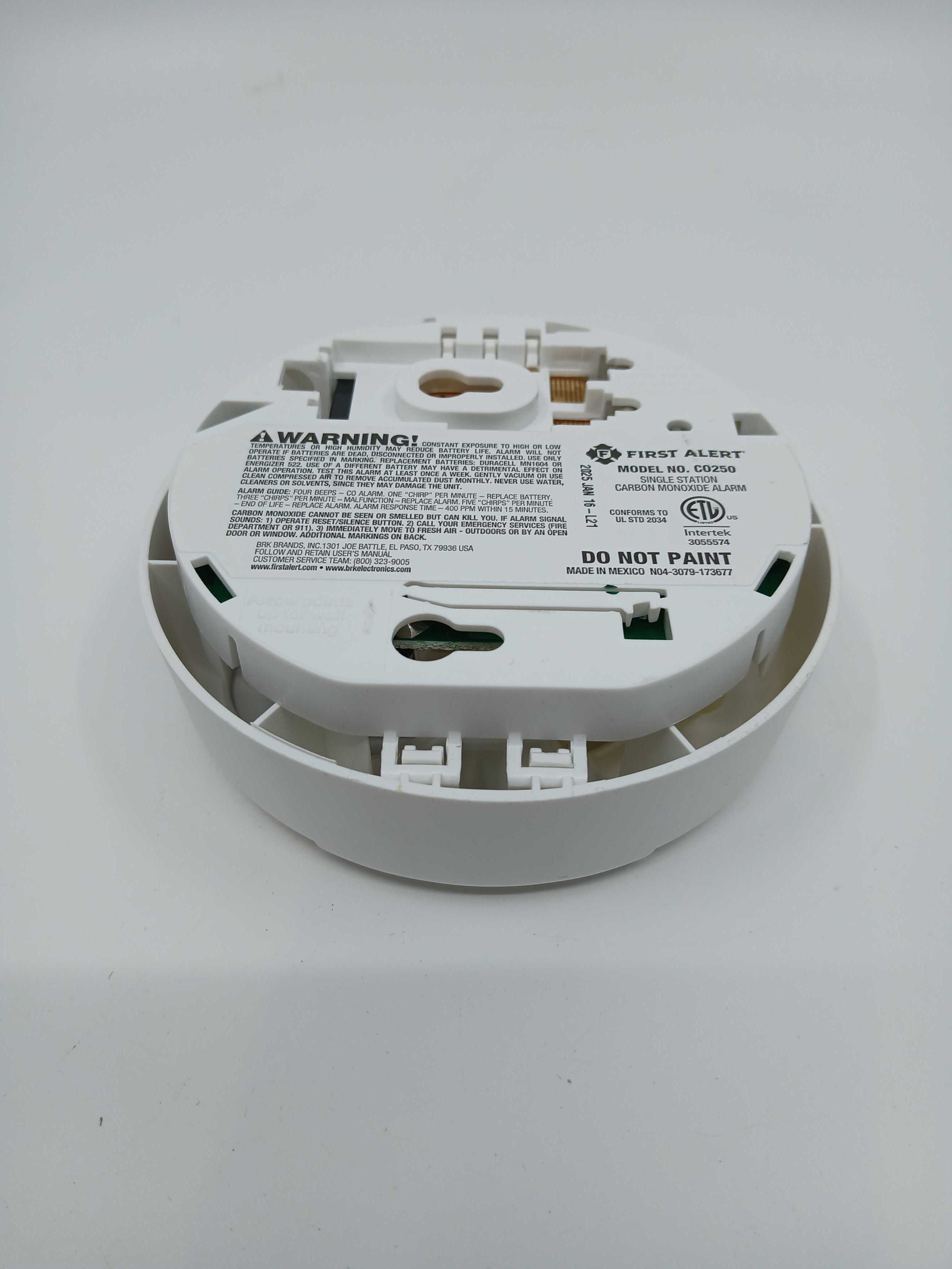 BRK CO250LB Battery CO Alarm Replaceable Battery Electrochemical 9V - JEM Systems UK