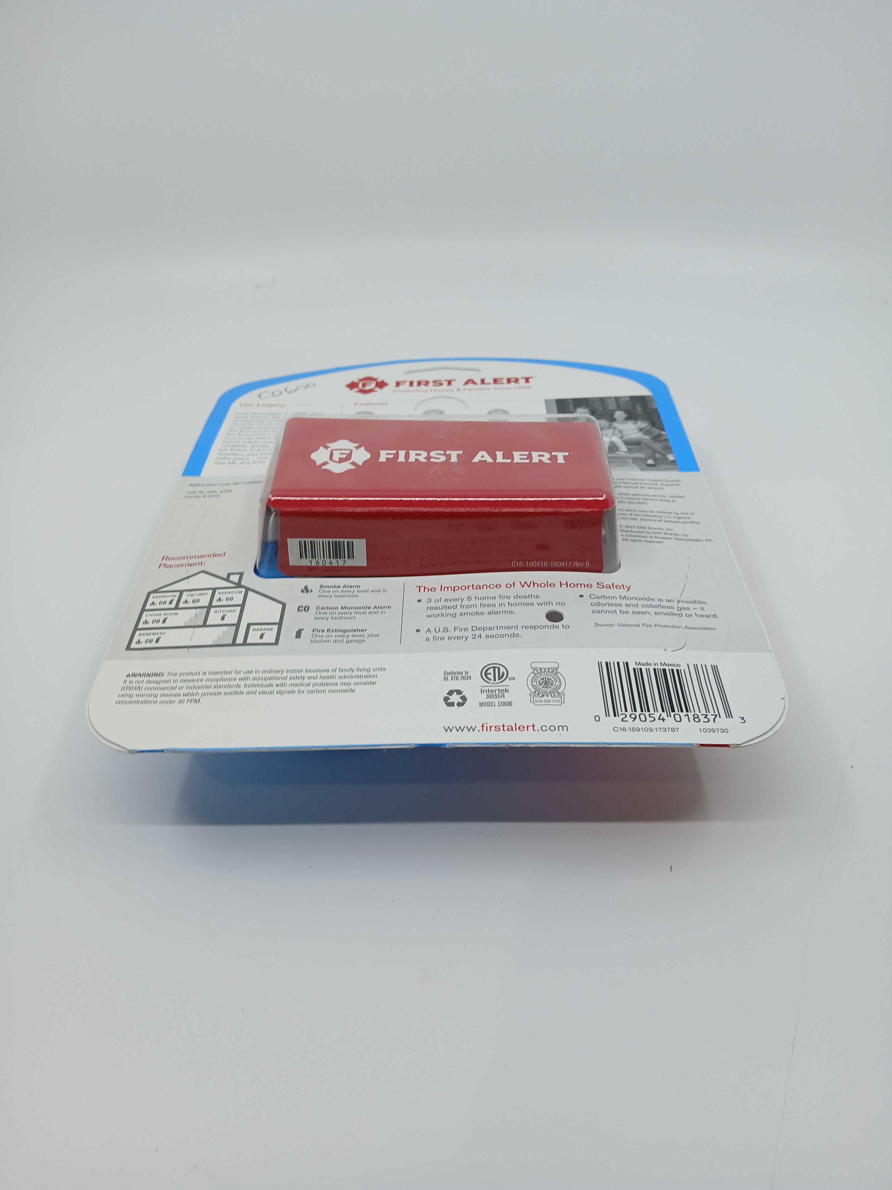 BRK CO600 Plug-In CO Alarm No Battery AC Electrochemical Sensor - JEM Systems UK