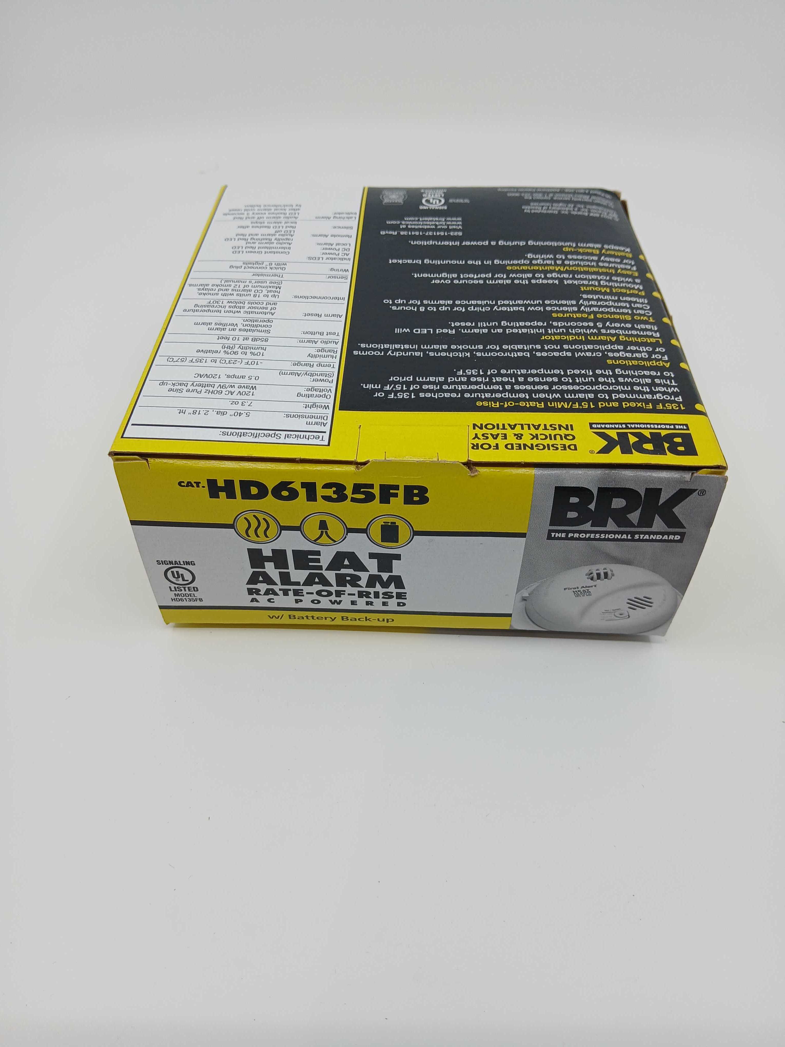 BRK HD6135FB Hardwired Heat Alarm Replaceable Battery Interconnect 9V - JEM Systems UK