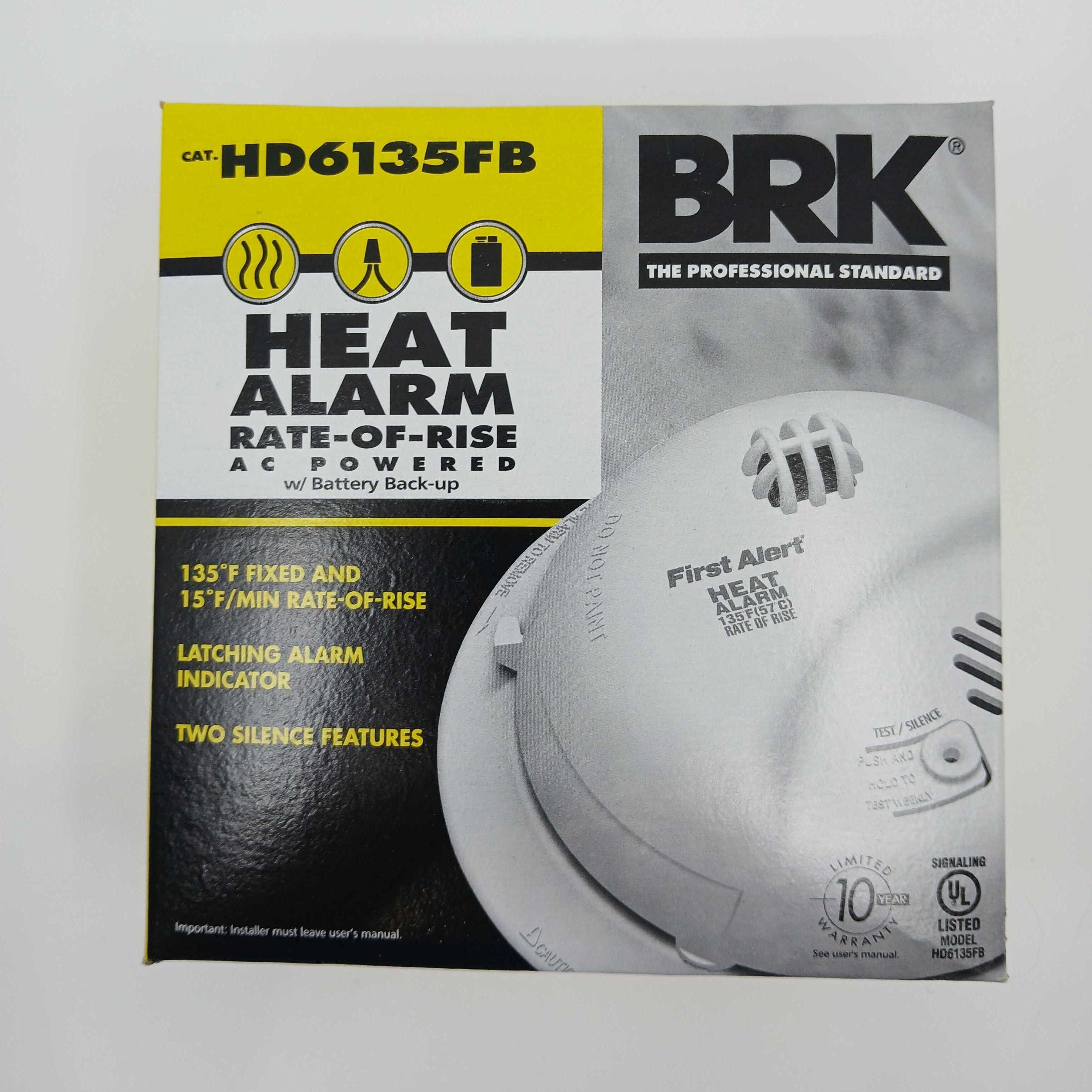 BRK HD6135FB Hardwired Heat Alarm Replaceable Battery Interconnect 9V - JEM Systems UK