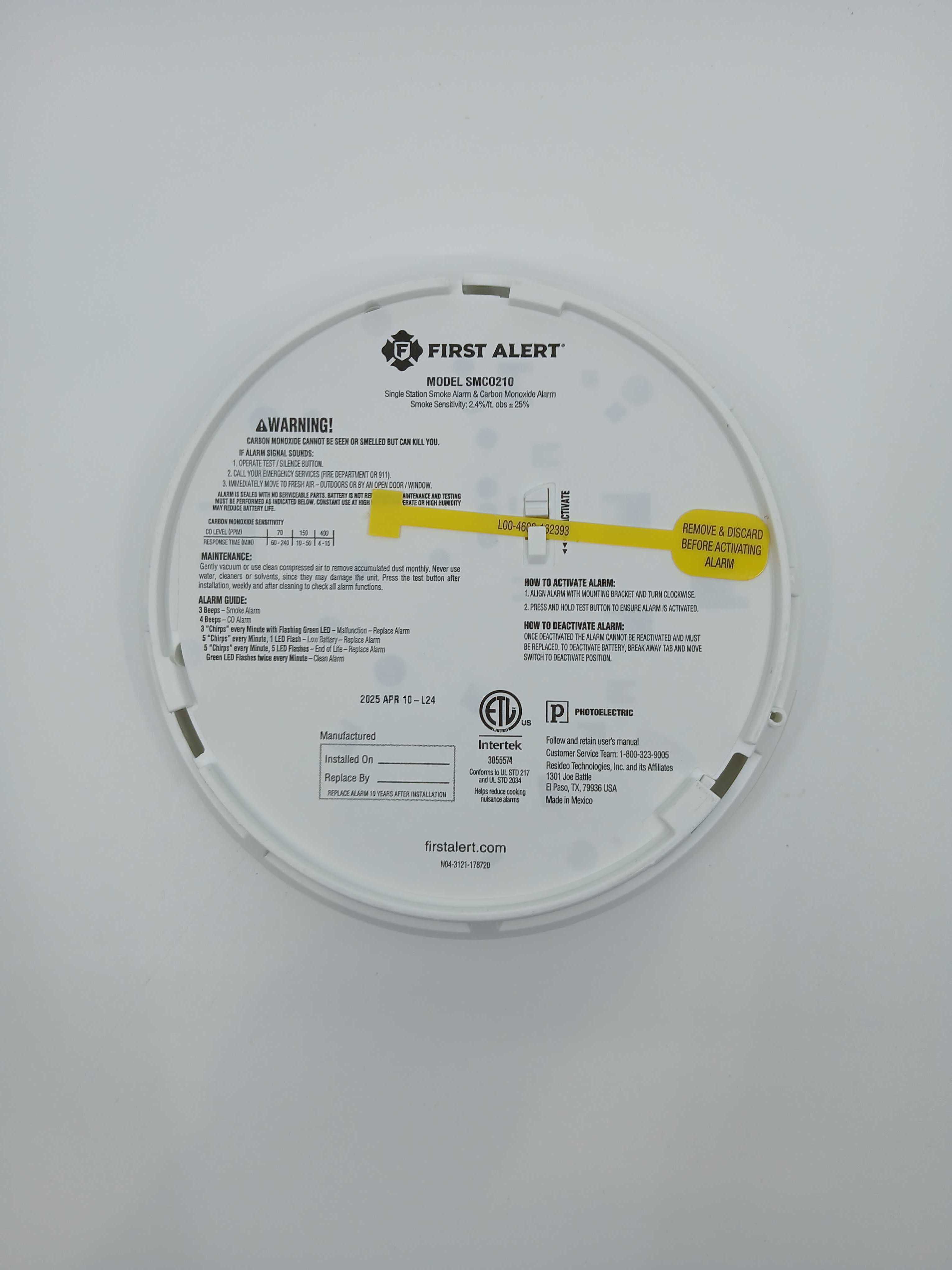 BRK SMCO210 Battery Powered Combo Smoke CO Alarm 10-Year Lithium - JEM Systems UK