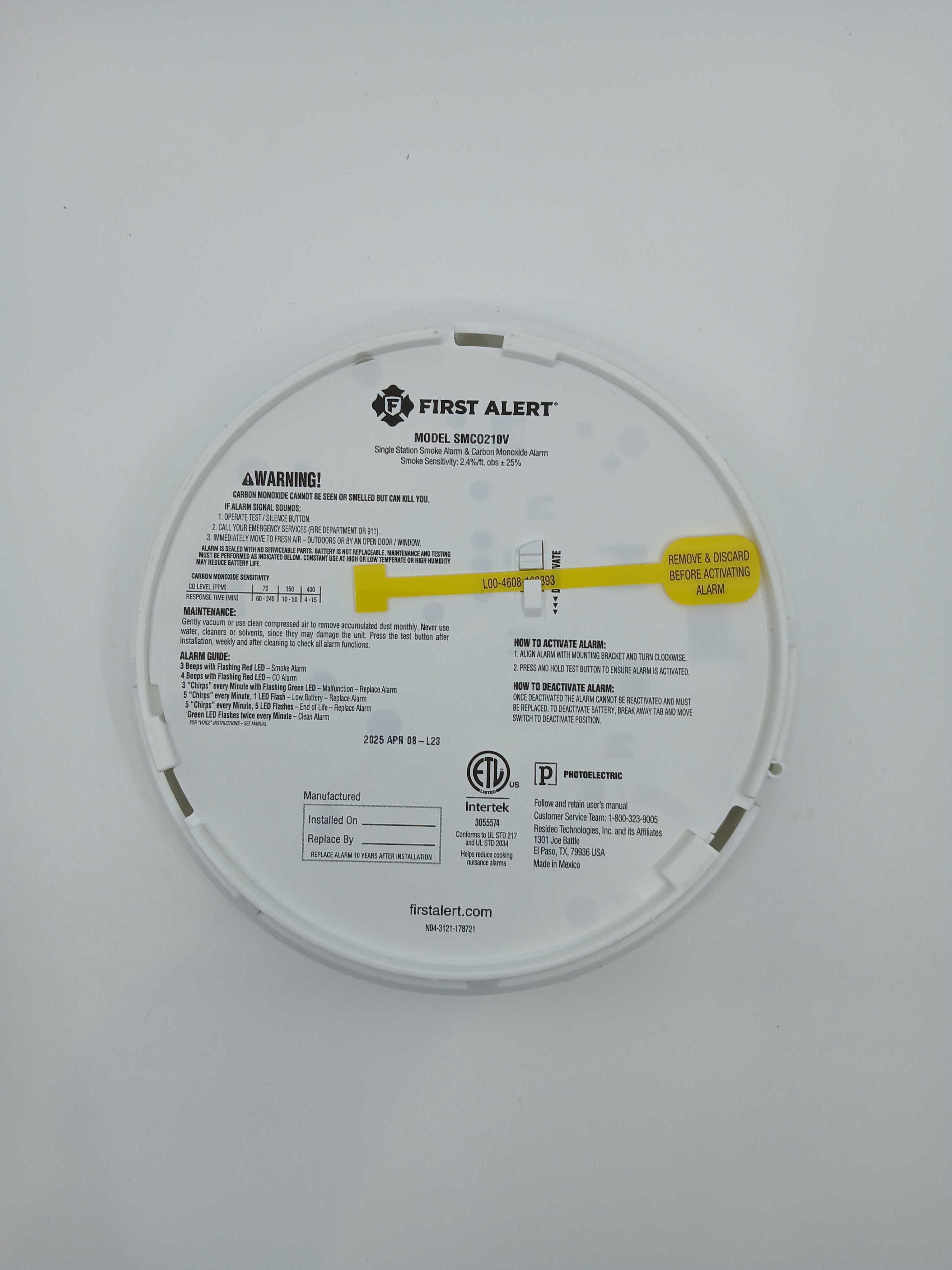 BRK SMCO210V Battery Powered Combo Smoke CO Alarm 10-Year Lithium - JEM Systems UK